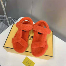 Load image into Gallery viewer, Fendi Women Feel Red Sheepskin Sandals