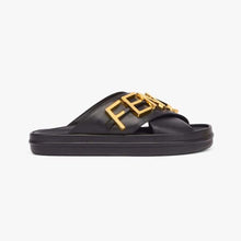 Load image into Gallery viewer, Fendi Women Fendigraphy Black Leather Slides