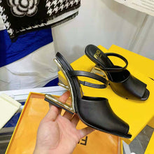 Load image into Gallery viewer, Fendi Women First Black Leather High-Heeled Sandals
