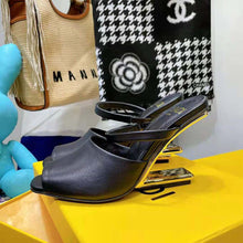 Load image into Gallery viewer, Fendi Women First Black Leather High-Heeled Sandals