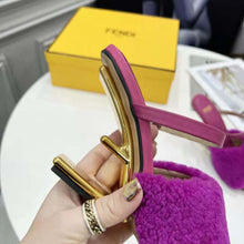 Load image into Gallery viewer, Fendi Women First Purple Sheepskin High-Heeled Sandals