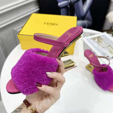 Load image into Gallery viewer, Fendi Women First Purple Sheepskin High-Heeled Sandals