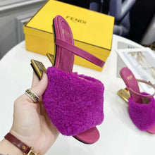 Load image into Gallery viewer, Fendi Women First Purple Sheepskin High-Heeled Sandals