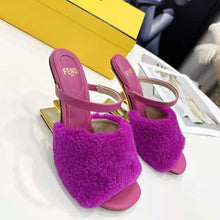 Load image into Gallery viewer, Fendi Women First Purple Sheepskin High-Heeled Sandals
