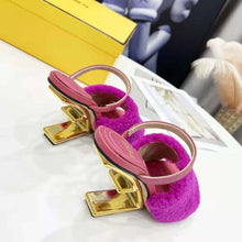 Load image into Gallery viewer, Fendi Women First Purple Sheepskin High-Heeled Sandals