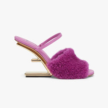 Load image into Gallery viewer, Fendi Women First Purple Sheepskin High-Heeled Sandals