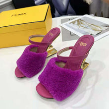 Load image into Gallery viewer, Fendi Women First Purple Sheepskin High-Heeled Sandals