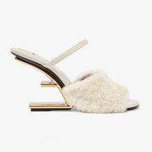 Load image into Gallery viewer, Fendi Women First White Sheepskin High-Heeled Sandals