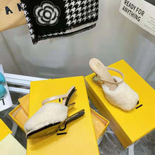 Load image into Gallery viewer, Fendi Women First White Sheepskin High-Heeled Sandals