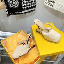 Load image into Gallery viewer, Fendi Women First White Sheepskin High-Heeled Sandals