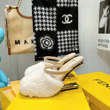 Load image into Gallery viewer, Fendi Women First White Sheepskin High-Heeled Sandals