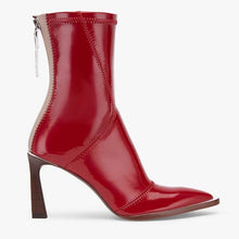Load image into Gallery viewer, Fendi Women Glossy Red Neoprene Ankle Boots FFrame Pointed-Toe