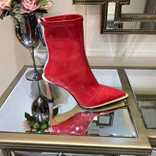 Load image into Gallery viewer, Fendi Women Glossy Red Neoprene Ankle Boots FFrame Pointed-Toe