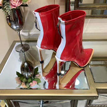Load image into Gallery viewer, Fendi Women Glossy Red Neoprene Ankle Boots FFrame Pointed-Toe