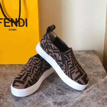 Load image into Gallery viewer, Fendi Women Rise Brown Fabric Slip Ons