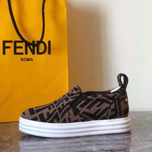 Load image into Gallery viewer, Fendi Women Rise Brown Fabric Slip Ons