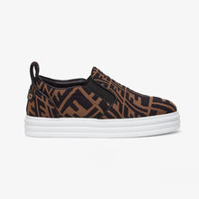 Load image into Gallery viewer, Fendi Women Rise Brown Fabric Slip Ons