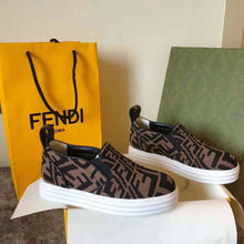Load image into Gallery viewer, Fendi Women Rise Brown Fabric Slip Ons
