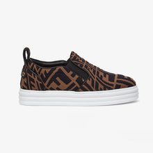 Load image into Gallery viewer, Fendi Women Rise Brown Fabric Slip Ons