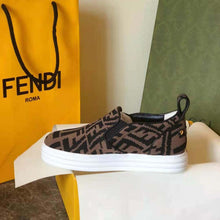 Load image into Gallery viewer, Fendi Women Rise Brown Fabric Slip Ons