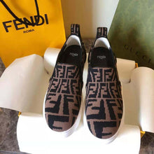 Load image into Gallery viewer, Fendi Women Rise Brown Fabric Slip Ons