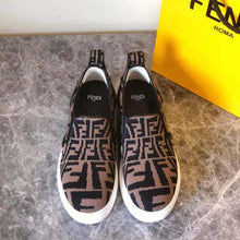 Load image into Gallery viewer, Fendi Women Rise Brown Fabric Slip Ons