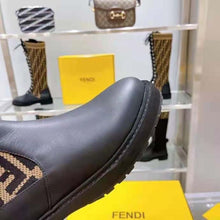 Load image into Gallery viewer, Fendi Women Rockoko Black Leather Ankle Boots with Stretch Fabric