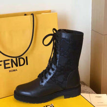 Load image into Gallery viewer, Fendi Women Signature Black Leather Biker Boots