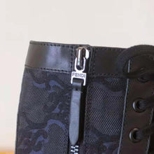 Load image into Gallery viewer, Fendi Women Signature Black Leather Biker Boots