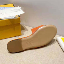 Load image into Gallery viewer, Fendi Women Signature Brown Leather Slides in 0.4 inches Heel Height