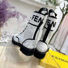 Load image into Gallery viewer, Fendi Women Signature Gray Canvas Biker Boots
