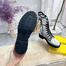 Load image into Gallery viewer, Fendi Women Signature Gray Canvas Biker Boots
