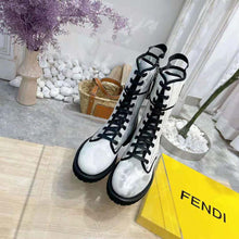 Load image into Gallery viewer, Fendi Women Signature Gray Canvas Biker Boots