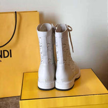 Load image into Gallery viewer, Fendi Women Signature White Leather Biker Boots
