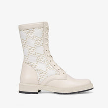 Load image into Gallery viewer, Fendi Women Signature White Leather Biker Boots