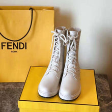 Load image into Gallery viewer, Fendi Women Signature White Leather Biker Boots