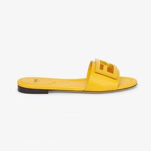 Load image into Gallery viewer, Fendi Women Signature Yellow Leather Slides in 0.4 inches Heel Height