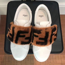 Load image into Gallery viewer, Fendi Women Sneakers White Leather Slip-ons Calfskin Sheepskin