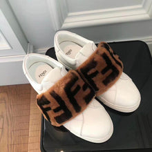 Load image into Gallery viewer, Fendi Women Sneakers White Leather Slip-ons Calfskin Sheepskin