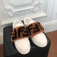 Load image into Gallery viewer, Fendi Women Sneakers White Leather Slip-ons Calfskin Sheepskin