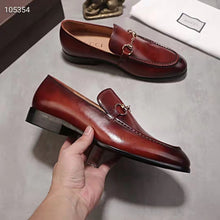 Load image into Gallery viewer, Gucci GG Men Jordaan Leather Loafer Dark Brown Leather Horsebit Blake Construction