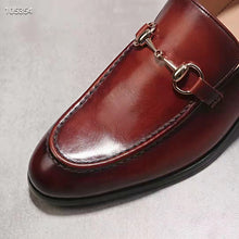 Load image into Gallery viewer, Gucci GG Men Jordaan Leather Loafer Dark Brown Leather Horsebit Blake Construction