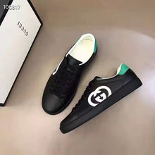 Load image into Gallery viewer, Gucci GG Unisex Ace Sneaker Interlocking G Black Leather 1.5 cm Heel