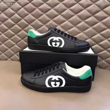 Load image into Gallery viewer, Gucci GG Unisex Ace Sneaker Interlocking G Black Leather 1.5 cm Heel