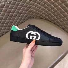 Load image into Gallery viewer, Gucci GG Unisex Ace Sneaker Interlocking G Black Leather 1.5 cm Heel