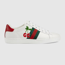 Load image into Gallery viewer, Gucci GG Unisex Ace Sneaker with Cherry White Leather Green Red Web