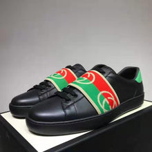 Load image into Gallery viewer, Gucci GG Unisex Ace Sneaker with Elastic Web Interlocking G Black Leather