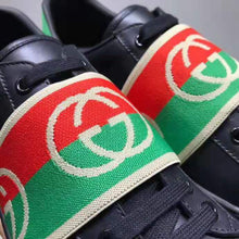 Load image into Gallery viewer, Gucci GG Unisex Ace Sneaker with Elastic Web Interlocking G Black Leather