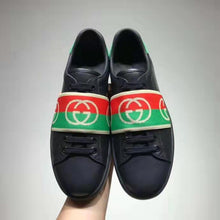 Load image into Gallery viewer, Gucci GG Unisex Ace Sneaker with Elastic Web Interlocking G Black Leather