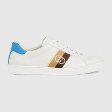 Load image into Gallery viewer, Gucci GG Unisex Ace Sneaker with Interlocking G White Leather Light Blue